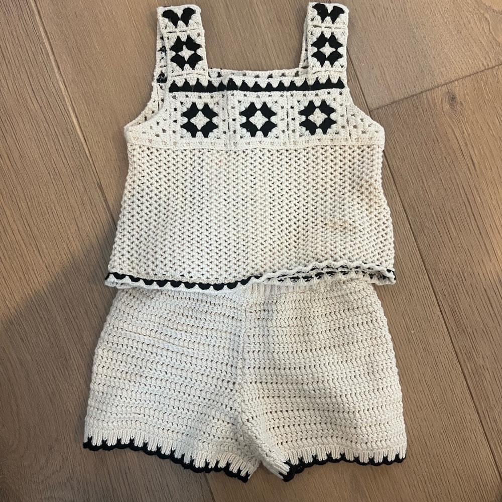 Toddler Crochet Tank and Shorts Set in Black and White Zara size 1.5 years NWT